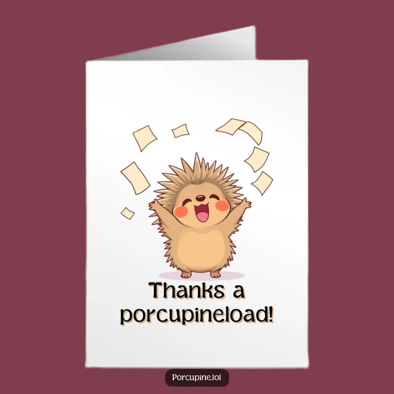 Free Printable Thank You Card: Porcupine Paper Toss - Express Gratitude Hilariously!