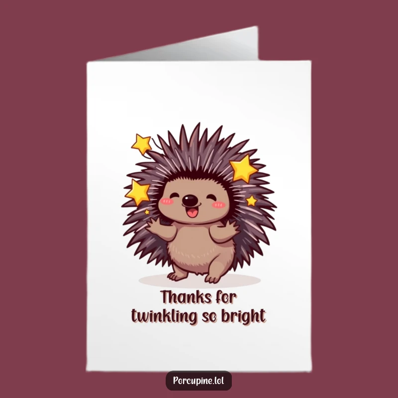 Free Printable Thank You Card: Porcupine's Star Juggling Gratitude - Thankful Downloadable