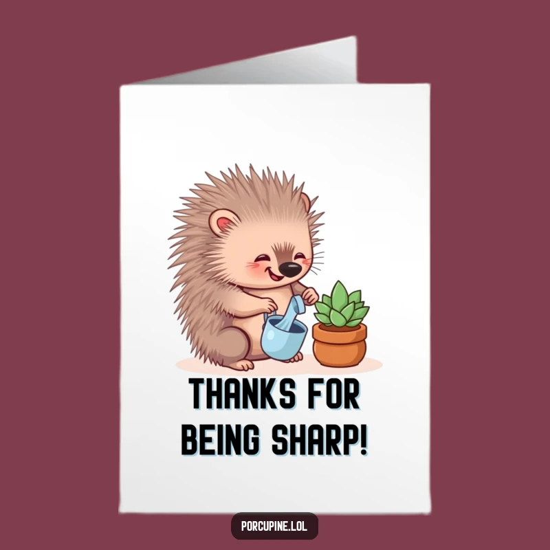Free Printable Porcupine Succulent Thank You Card: Funny DIY Downloadable for Gratitude