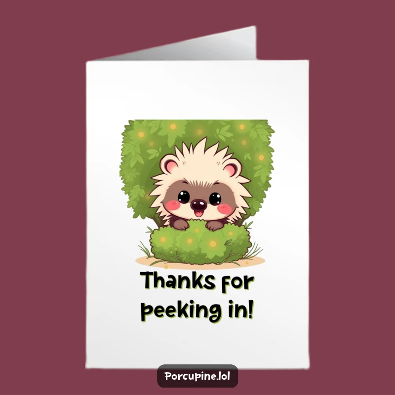 Free Printable Thank You Card: Mischievous Kawaii Porcupine, a Grinning Surprise