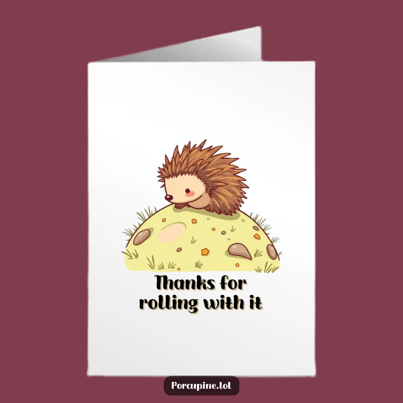 Funny Thank You Card Free Printable: Rolling Porcupine - Grateful Downloadable
