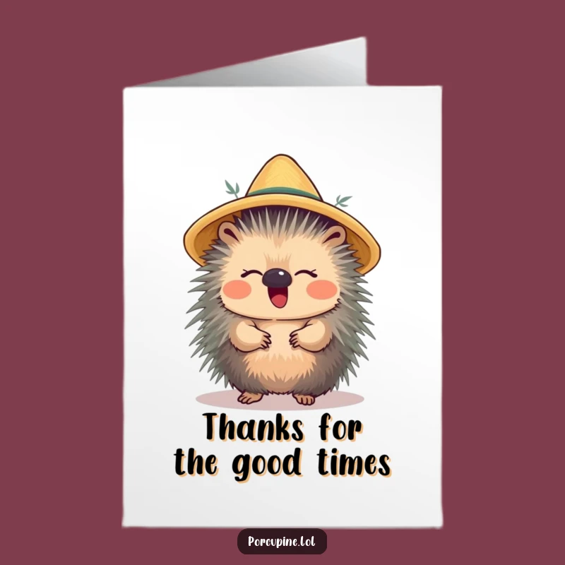 Free Printable Thank You Card: Porcupine's Hat Balancing Act - Gratitude with Giggles!