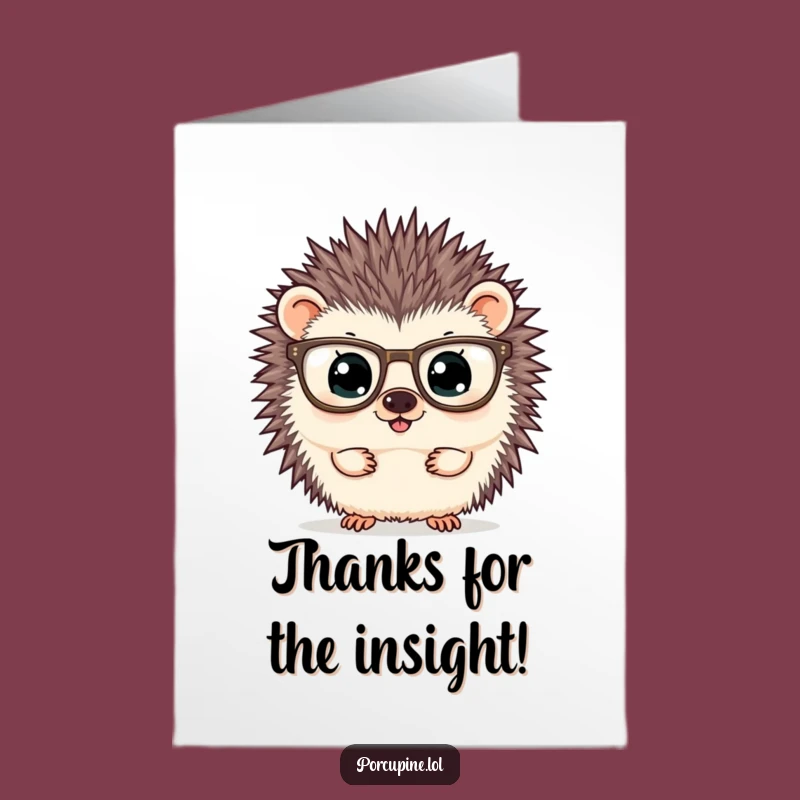 Free Printable Thank You Card: Curious Porcupine, Observant Downloadable Gratitude