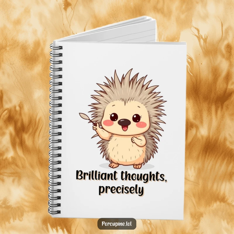 Funny Porcupine Notebook: A ruled notebook with a cover depicting a porcupine enthusiastically gesturing with one gentle quill, great for note-taking.