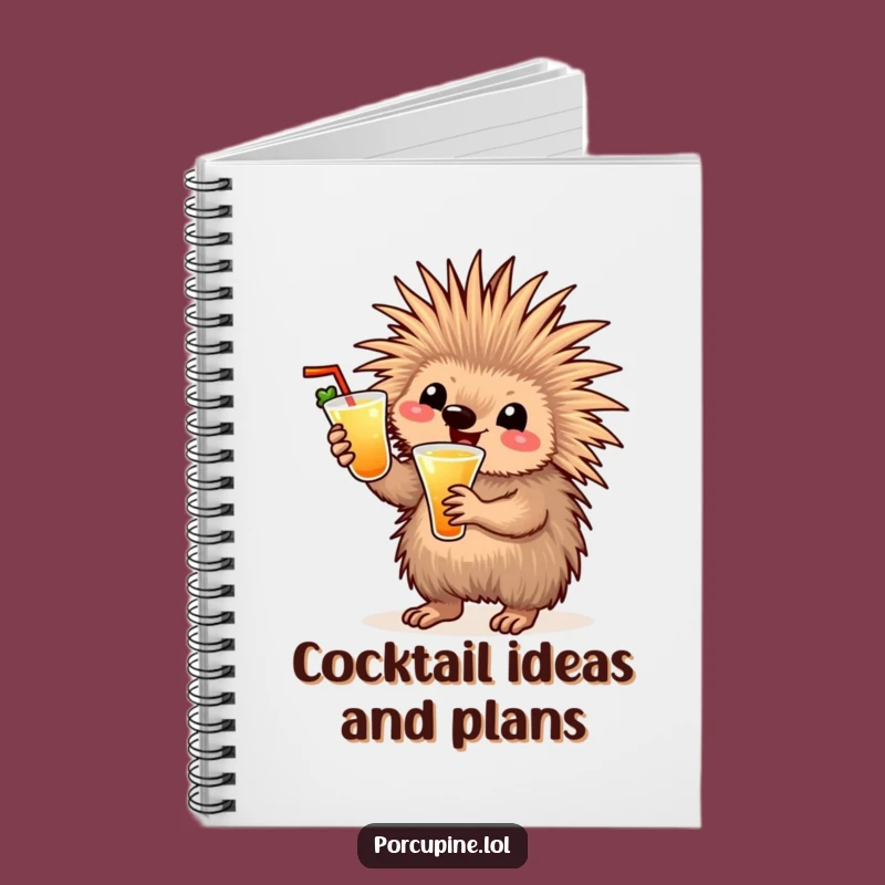 Funny Cocktail Porcupine Notebook: Sip, Scribble, and Smile!