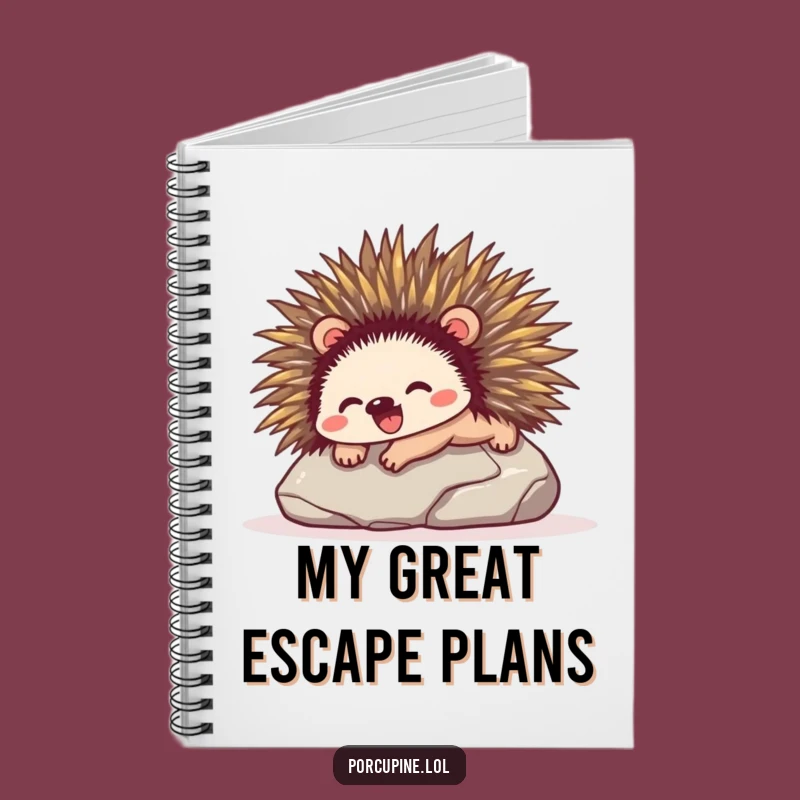 Funny Porcupine Stone Slide Notebook: Jot Down Your Glee