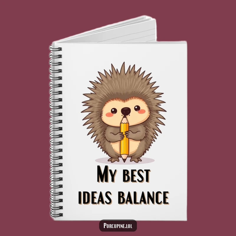 Funny Porcupine Notebook - Pencil Balancing Journal, Perfect Funny Gift