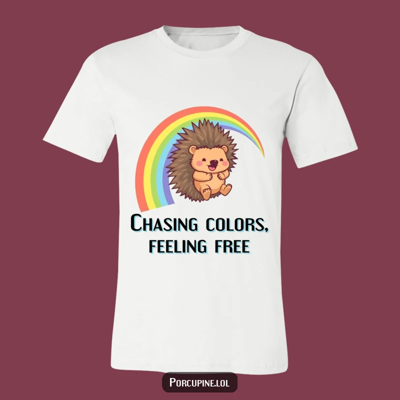 Funny Porcupine Rainbow Slide Tee: Wear Your Hilarious Adventure!
