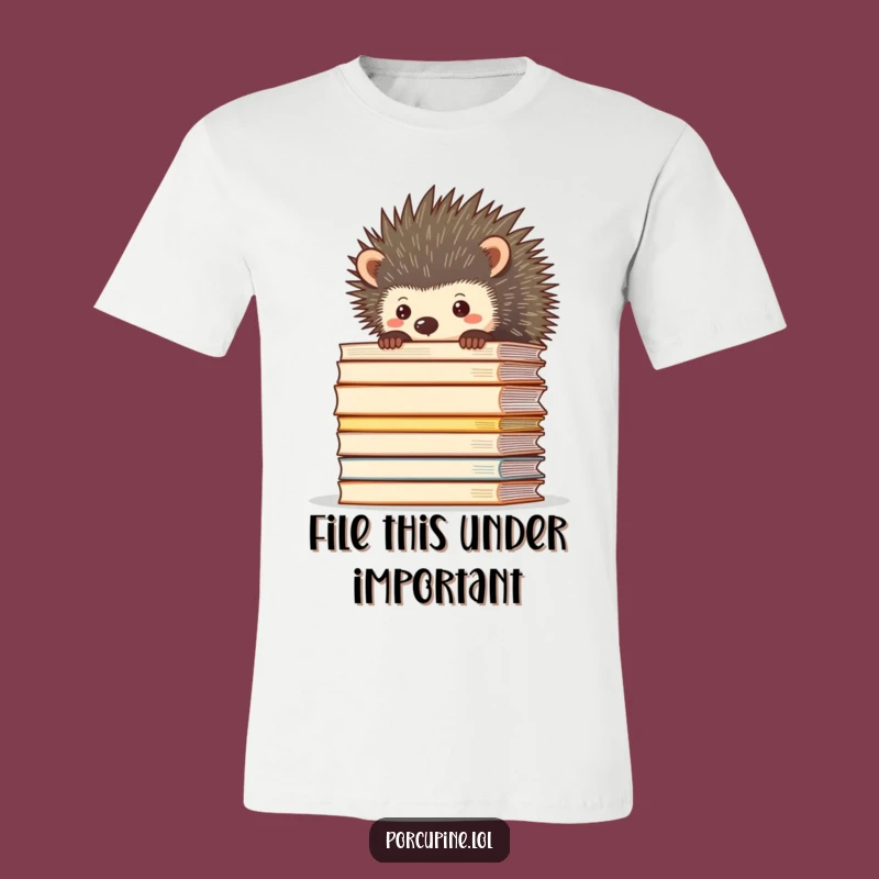Funny Overwhelmed Porcupine File Stack T-Shirt: Wear Your Workload with Pride