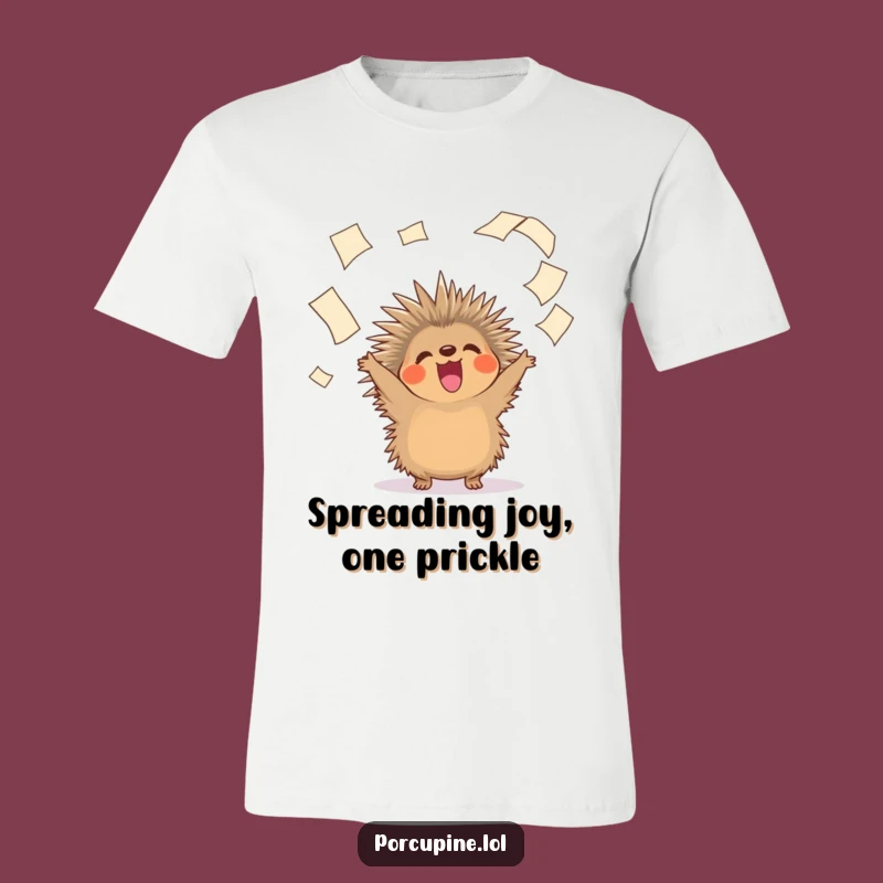 Funny Cheerful Porcupine Paper Toss T-Shirt: Express Your Joyful, Messy Office Spirit