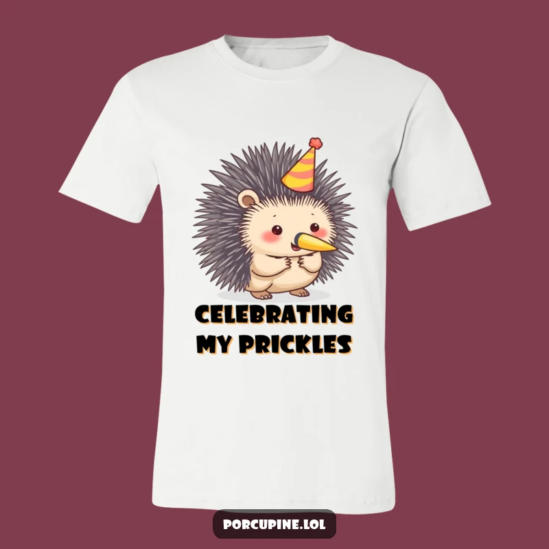 Funny Porcupine Party T-Shirt: Festive Fun with Prickly Charm!