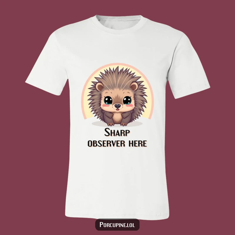 Funny Porcupine Rainbow T-Shirt: Wide-Eyed Wonder for Hilarious Gift Giving