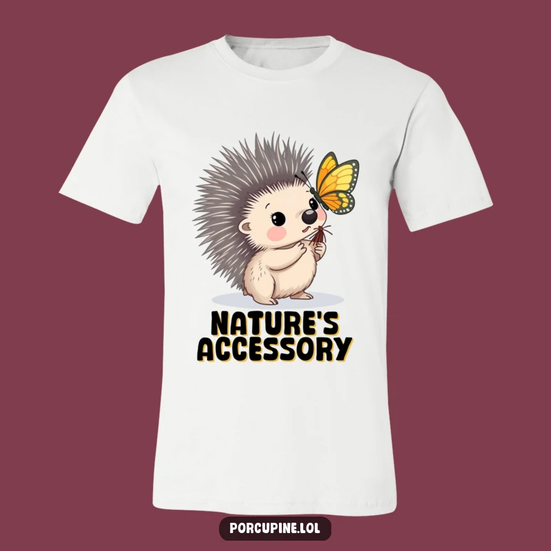 Funny Porcupine Butterfly T-Shirt - Curious Prickly Nature Apparel Gift