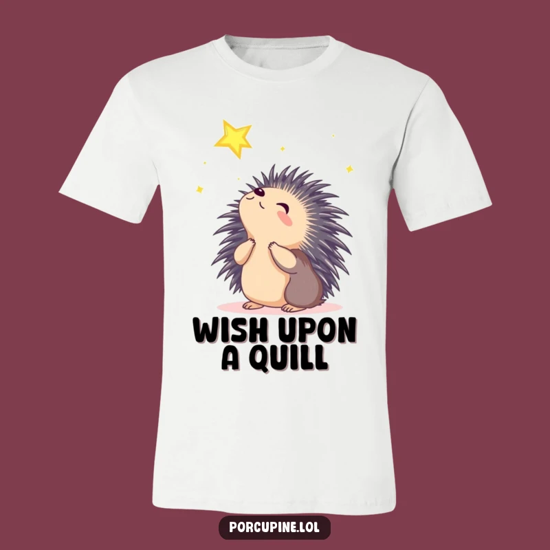 Funny Wondering Porcupine T-Shirt: Dreamy Star Tee for Hopeful Souls