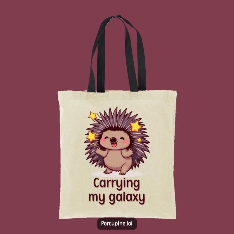 Funny Porcupine Juggling Stars Tote Bag: Whimsical accessory for your starry essentials