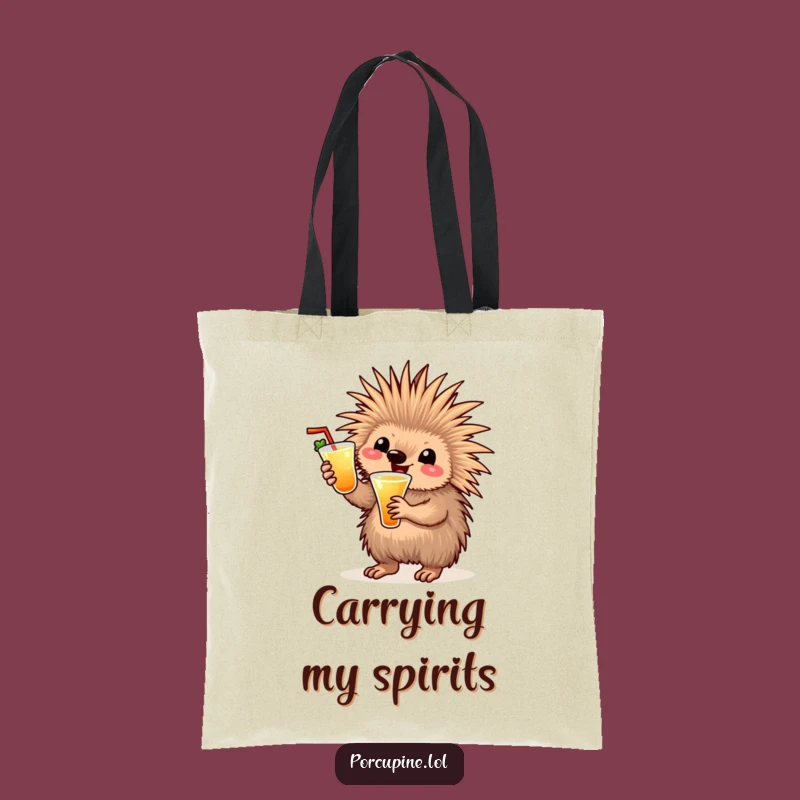 Funny Cocktail Porcupine Tote Bag: Carry Your Party Essentials Hilariously!