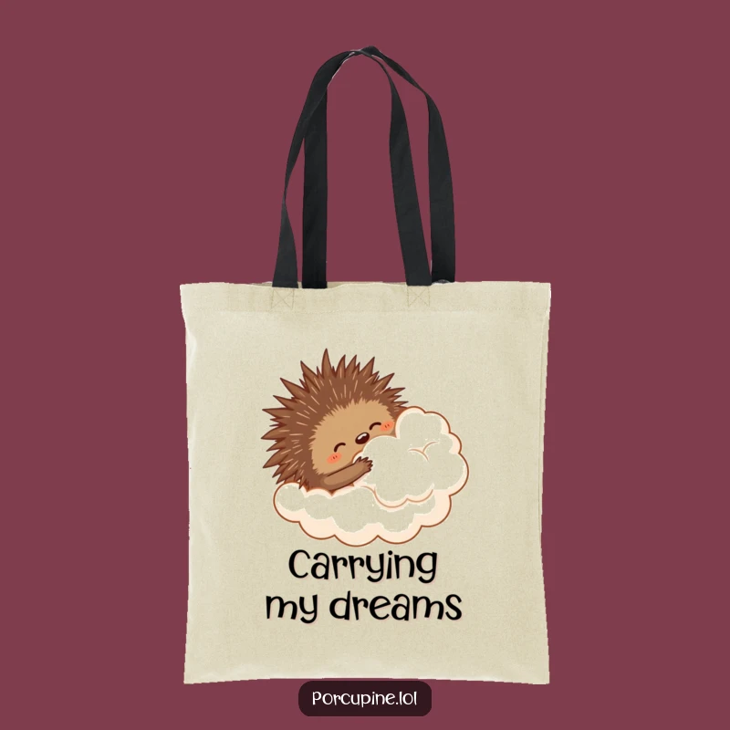 Funny Cloud Hugging Porcupine Tote Bag - Carry Your Dreams Lightly