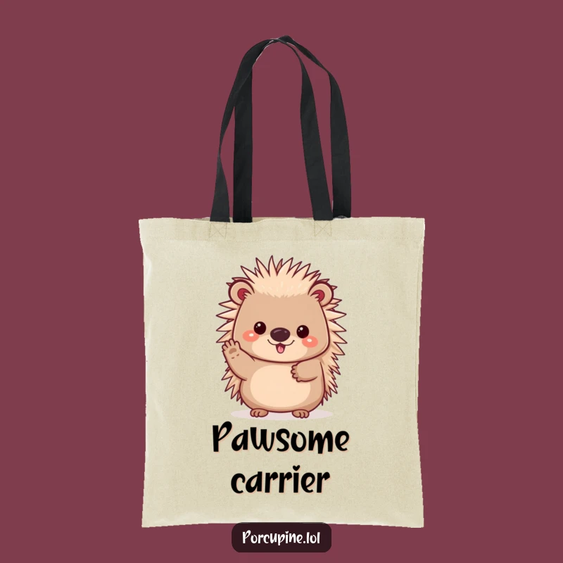 Funny Kawaii Porcupine Tote Bag: Cheerful Prickles Shopping Gift