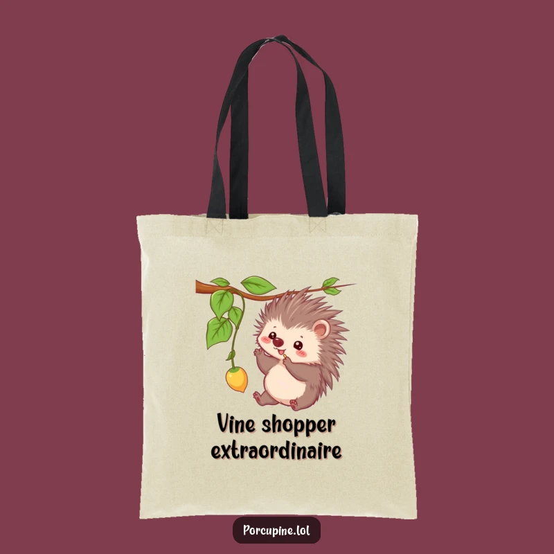 Funny Kawaii Porcupine Tote Bag: Playful Prickles Eco-Friendly Gift