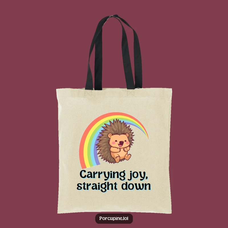 Funny Porcupine Rainbow Slide Tote Bag: Carry Your Funniest Journeys!