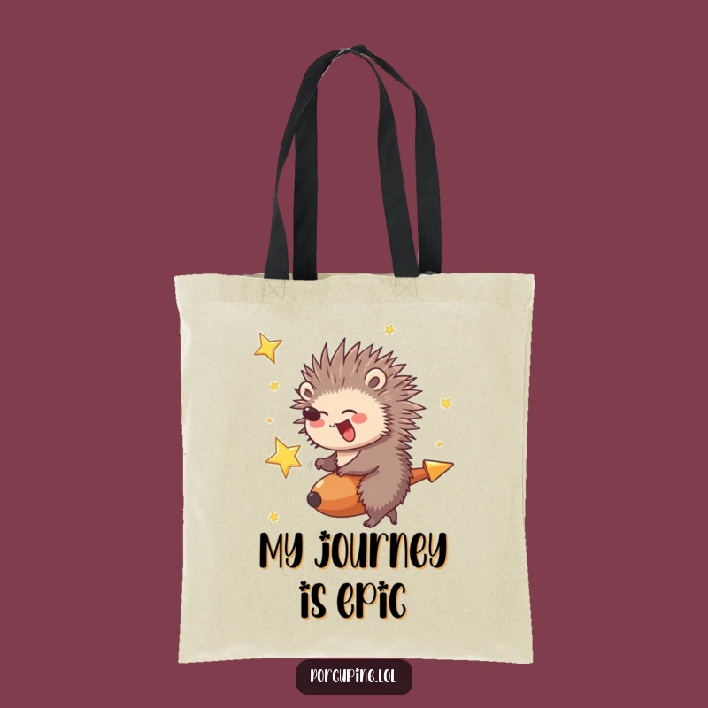 Funny Porcupine Shooting Star Tote Bag: Hilarious accessory for your cosmic essentials
