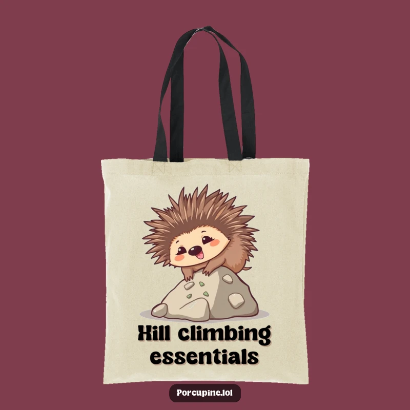 Funny Kawaii Porcupine Tote Bag: Goofy Climb Shopping Gift
