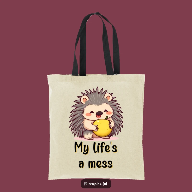 Funny Porcupine Fruit Balance Tote Bag - Chic and Hilarious Accessory for Daily Errands