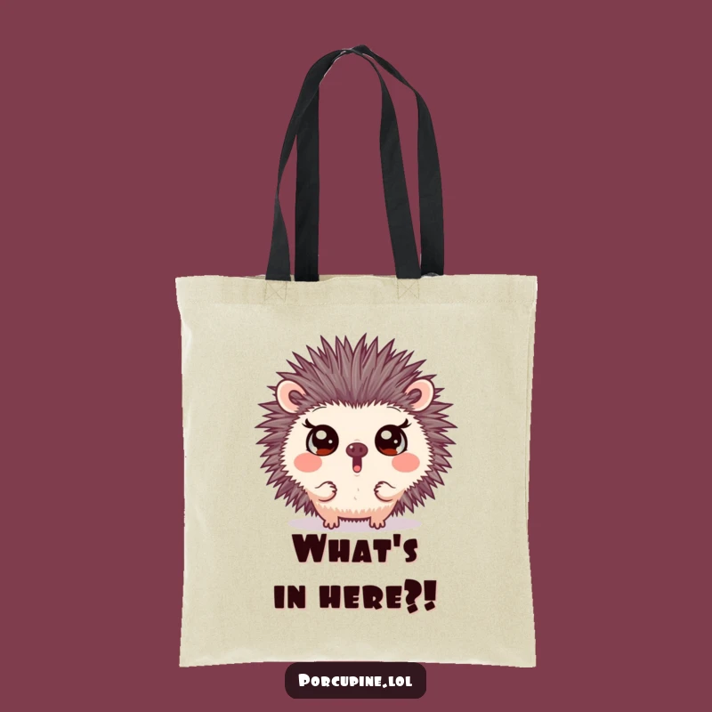 Funny Surprised Porcupine Tote Bag: Carry Your Shock with Wide-Eyed Charm